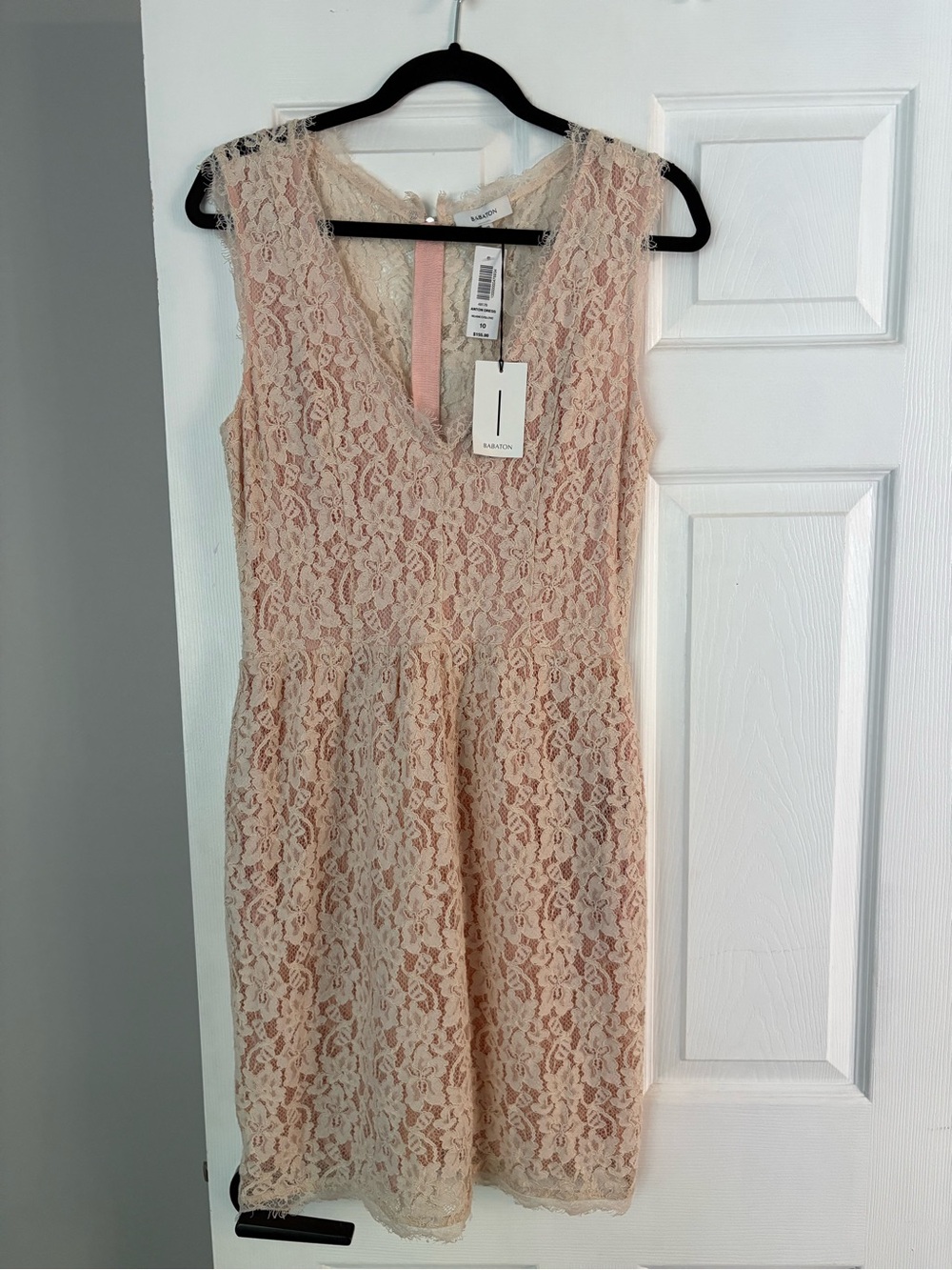 BABATON Anton Dress Sleeveless Lace V-Neck Dress in Blush